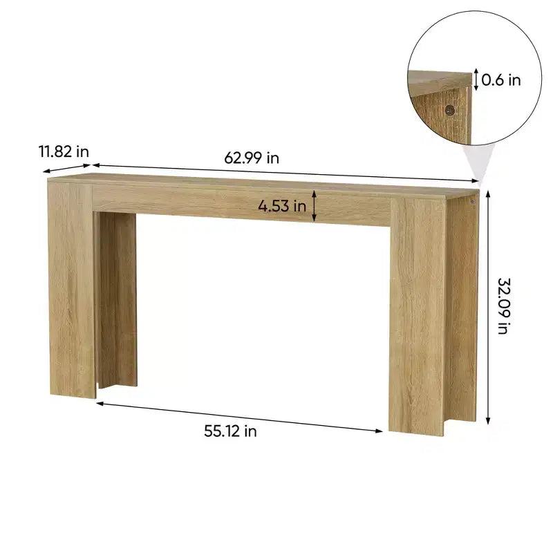 Table console extra longue de 160 cm, table de canapé de ferme, table d'entrée étroite pour couloir, salon, capacité de 90 kg