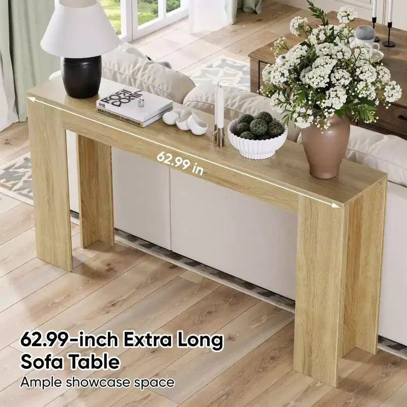 Table console extra longue de 160 cm, table de canapé de ferme, table d'entrée étroite pour couloir, salon, capacité de 90 kg