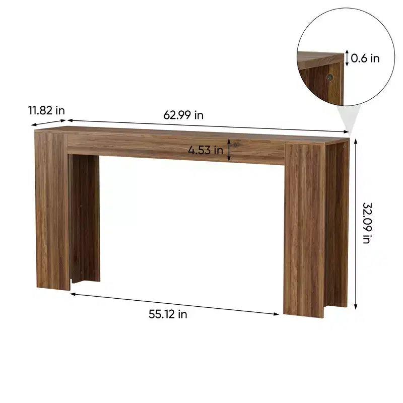 Table console extra longue de 160 cm, table de canapé de ferme, table d'entrée étroite pour couloir, salon, capacité de 90 kg