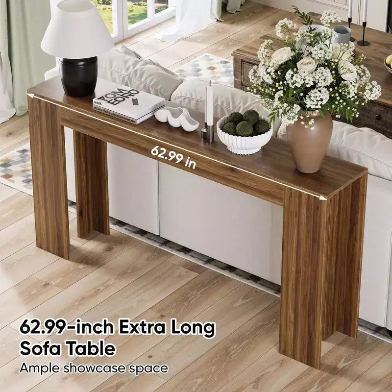 Table console extra longue de 160 cm, table de canapé de ferme, table d'entrée étroite pour couloir, salon, capacité de 90 kg