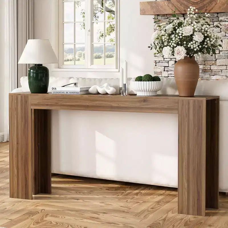 Table console extra longue de 160 cm, table de canapé de ferme, table d'entrée étroite pour couloir, salon, capacité de 90 kg