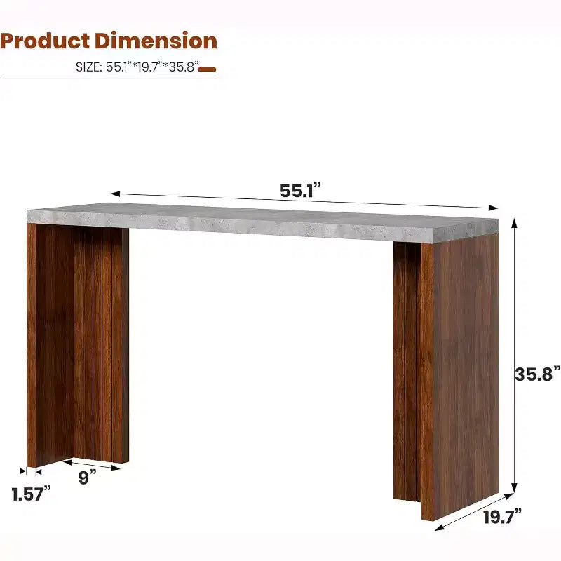 Table de bar de 140 cm avec plateau en faux marbre, table de pub hauteur comptoir pour cuisine, salon, salle à manger