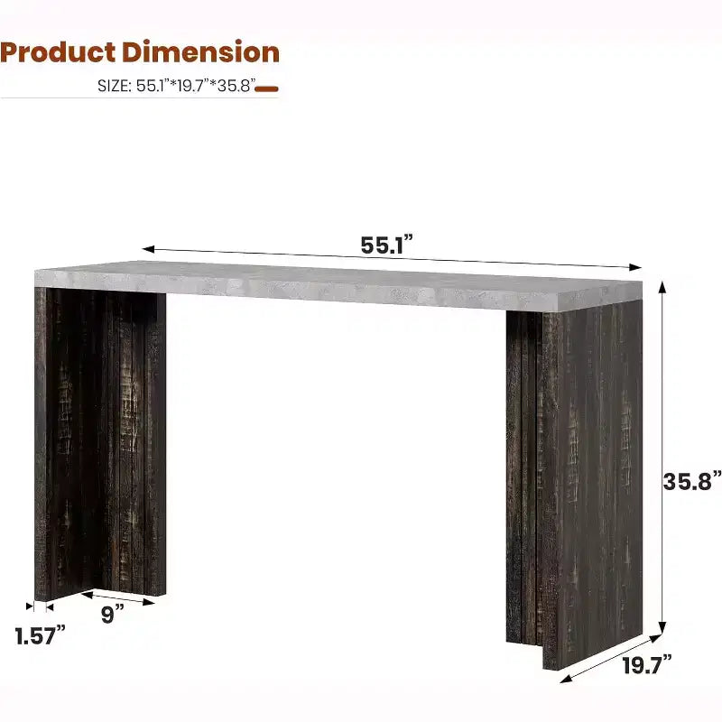 Table de bar de 140 cm avec plateau en faux marbre, table de pub hauteur comptoir pour cuisine, salon, salle à manger