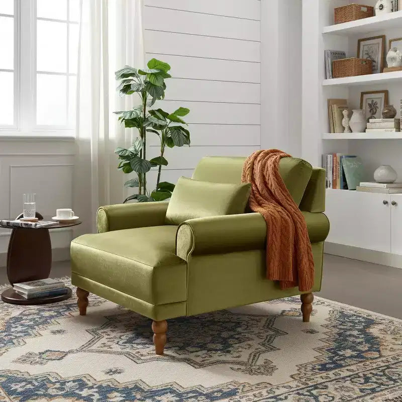Fauteuil d'appoint surdimensionné avec accoudoirs circulaires et coussin lombaire