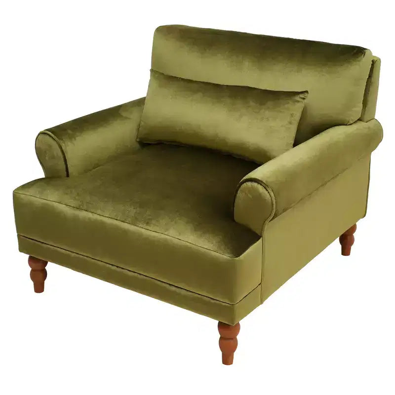 Fauteuil d'appoint surdimensionné avec accoudoirs circulaires et coussin lombaire