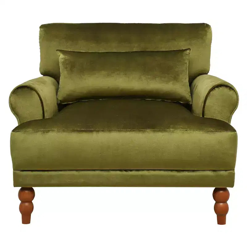 Fauteuil d'appoint surdimensionné avec accoudoirs circulaires et coussin lombaire