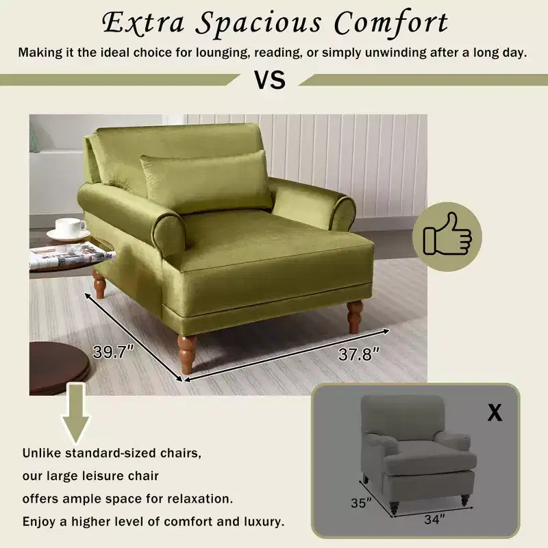 Fauteuil d'appoint surdimensionné avec accoudoirs circulaires et coussin lombaire
