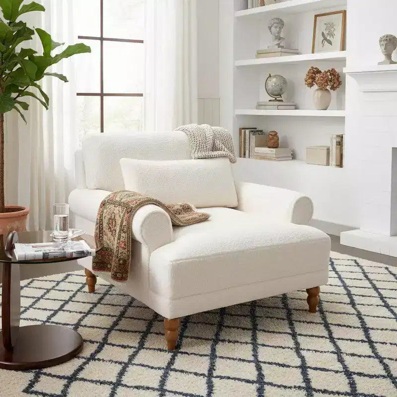Fauteuil d'appoint surdimensionné avec accoudoirs circulaires et coussin lombaire
