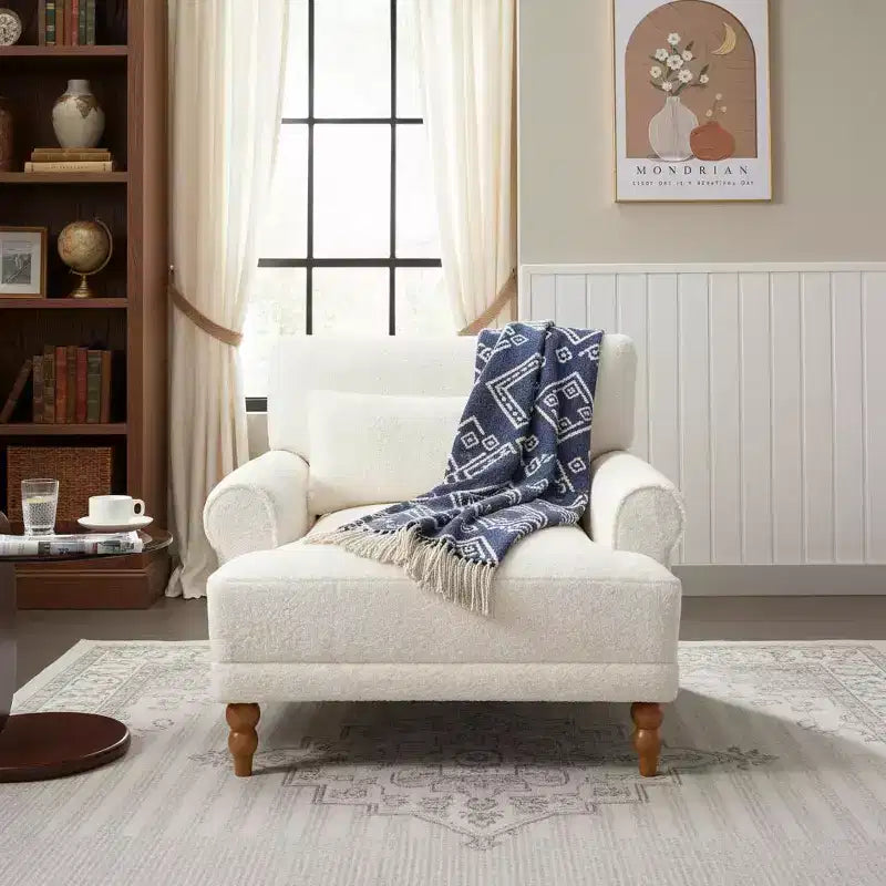 Fauteuil d'appoint surdimensionné avec accoudoirs circulaires et coussin lombaire