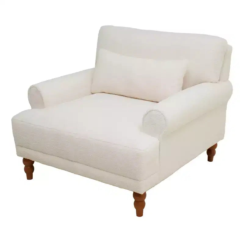 Fauteuil d'appoint surdimensionné avec accoudoirs circulaires et coussin lombaire