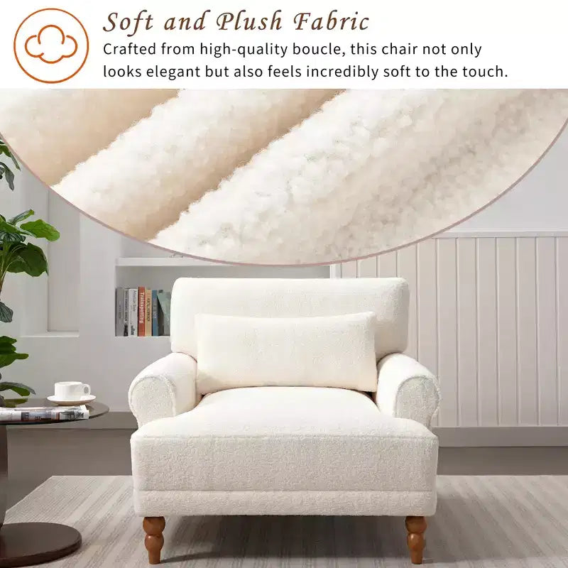 Fauteuil d'appoint surdimensionné avec accoudoirs circulaires et coussin lombaire