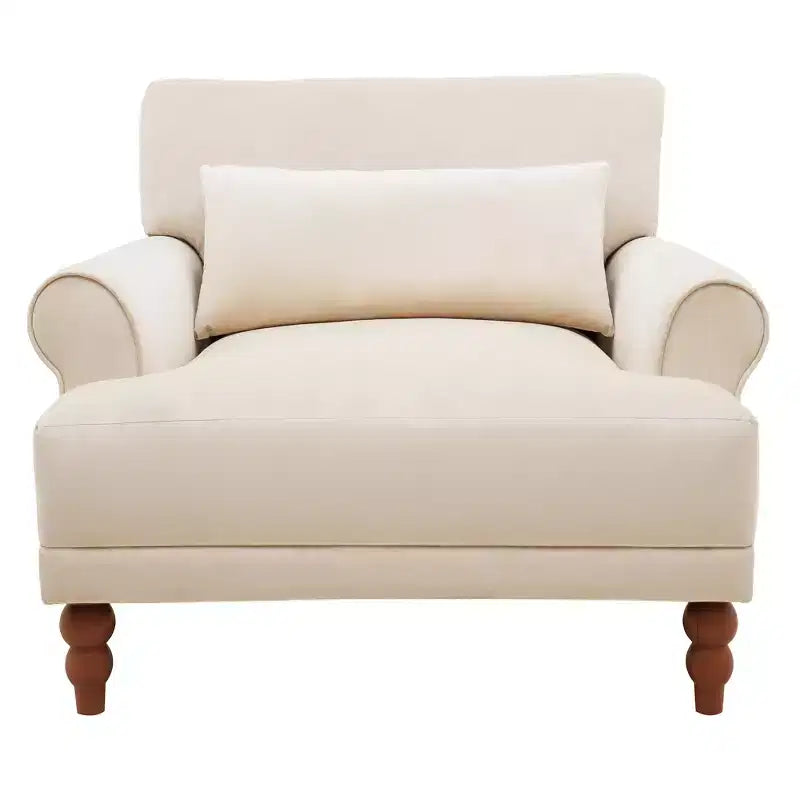 Fauteuil d'appoint surdimensionné avec accoudoirs circulaires et coussin lombaire
