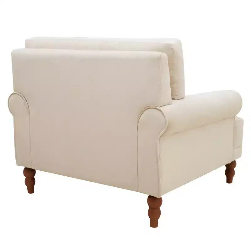 Fauteuil d'appoint surdimensionné avec accoudoirs circulaires et coussin lombaire