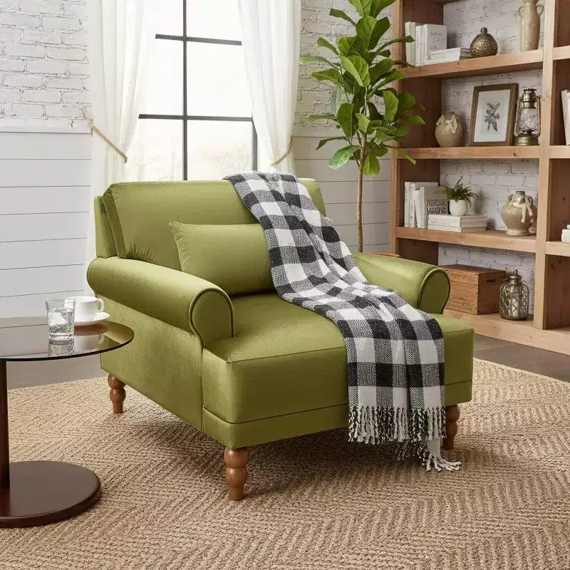 Fauteuil d'appoint surdimensionné avec accoudoirs circulaires et coussin lombaire