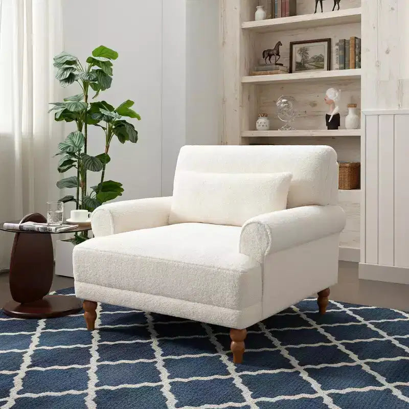 Fauteuil d'appoint surdimensionné avec accoudoirs circulaires et coussin lombaire