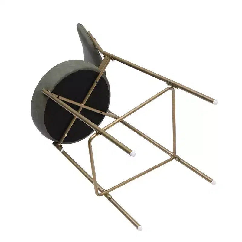 29.13 pouces (H) Chaises de bar hauteur bar en similicuir et métal vert et or à dossier bas