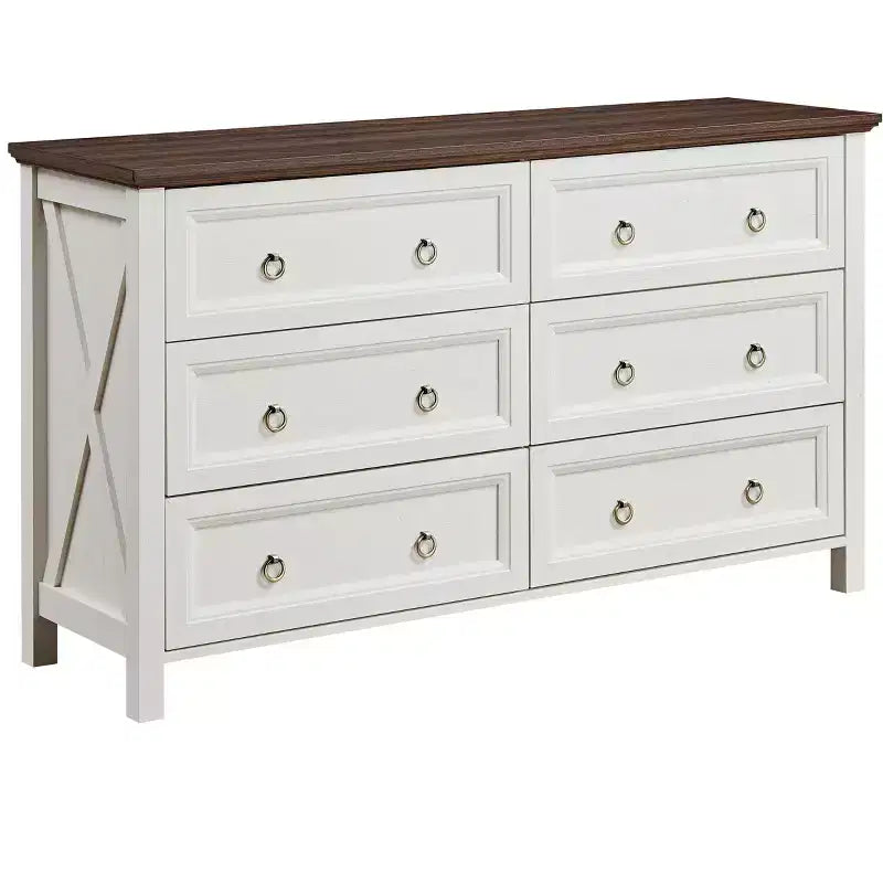 Commode moderne en bois avec tiroirs et poignées rondes en métal