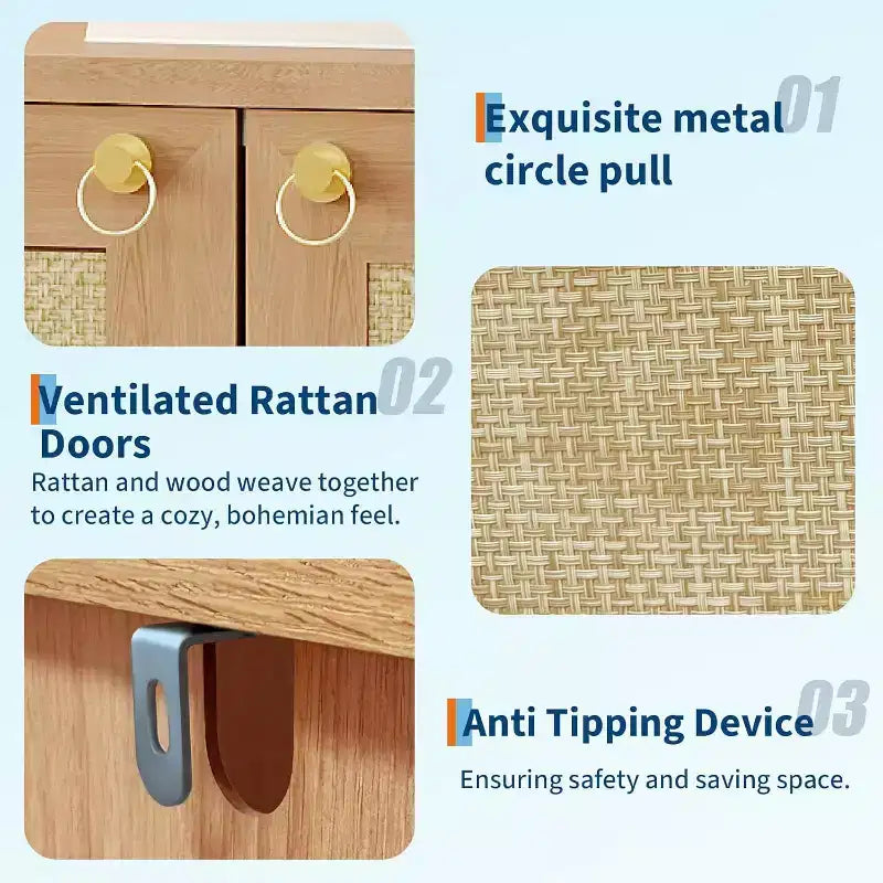Meuble à chaussures en rotin pour entrée, étagère à chaussures sur pied à 5 niveaux en bois, étagères réglables, organisateur de rangement ouvert pour couloir, salon, chêne foncé