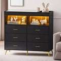 COZONY Dresser for Bedroom with Changing Table Top, 6 Drawer Baby Changing Table Dresser with Open Shelves