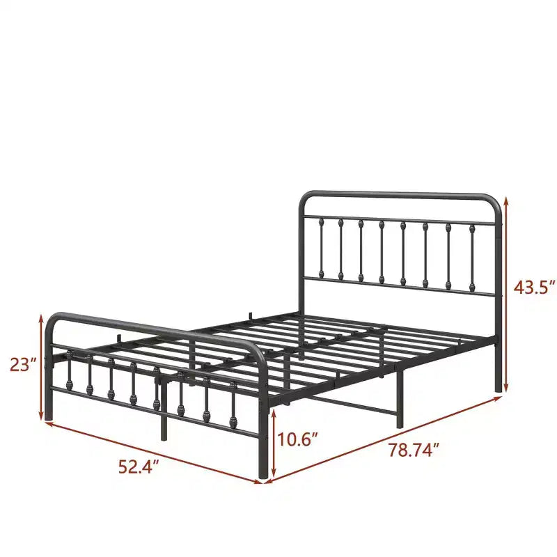 Cadre de lit plateforme en métal pleine grandeur avec support de lattes robuste et rangement sous le lit pour chambre à coucher