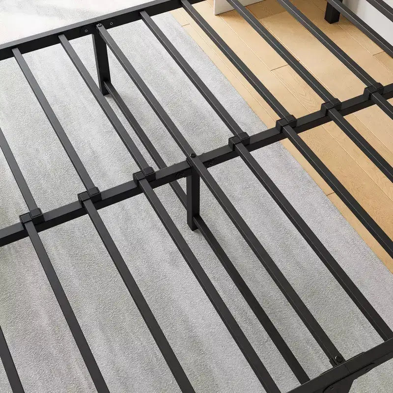 Cadre de lit plateforme en métal pleine grandeur avec support de lattes robuste et rangement sous le lit pour chambre à coucher