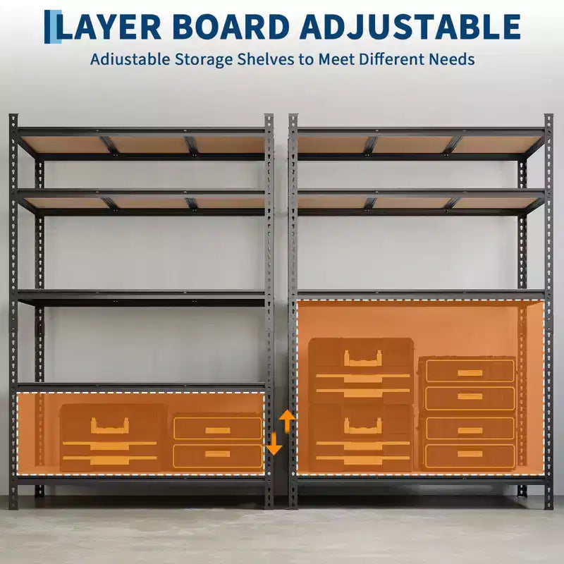 Étagères de rangement à 5 niveaux pour garage, étagère métallique robuste réglable, étagères de garage pour sous-sol, entrepôt, cellier, placard, cuisine