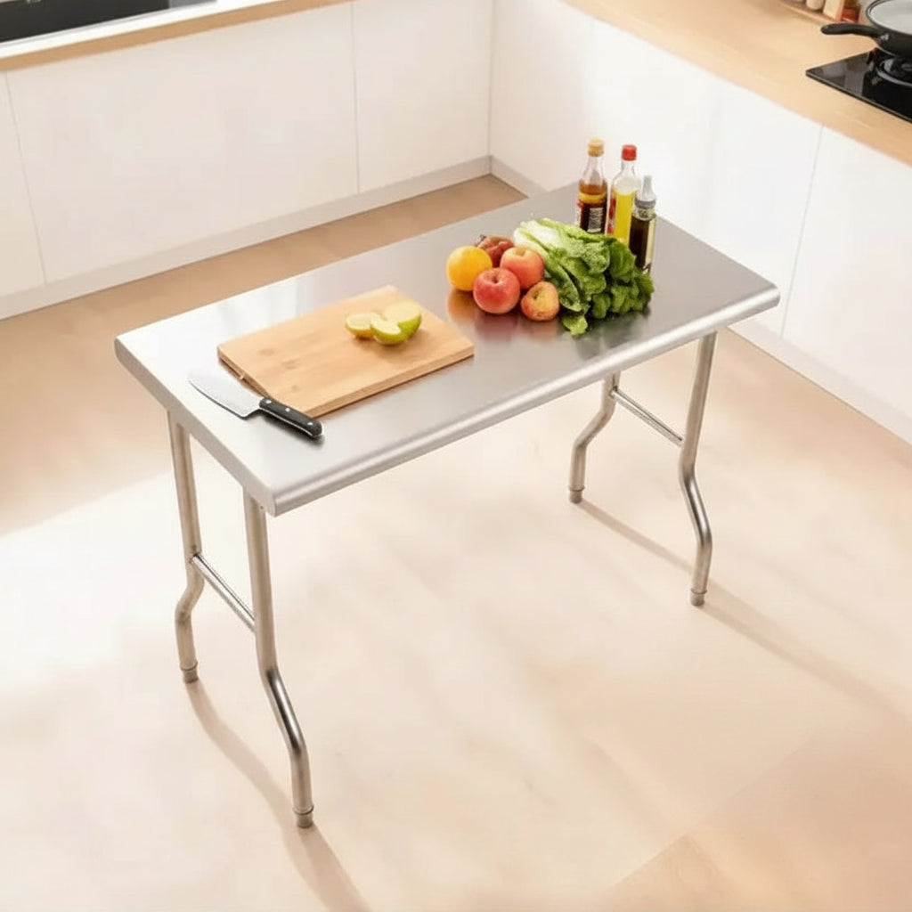 Table pliante commerciale en acier inoxydable de 48 x 24 pouces | Table de préparation robuste pour restaurant, traiteur et cuisine à domicile