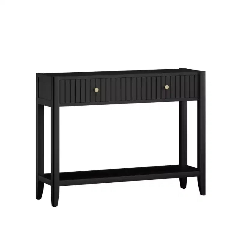 Console Table Table d'entrée de canapé Table d'appoint de rangement avec tiroirs et étagère, Noir