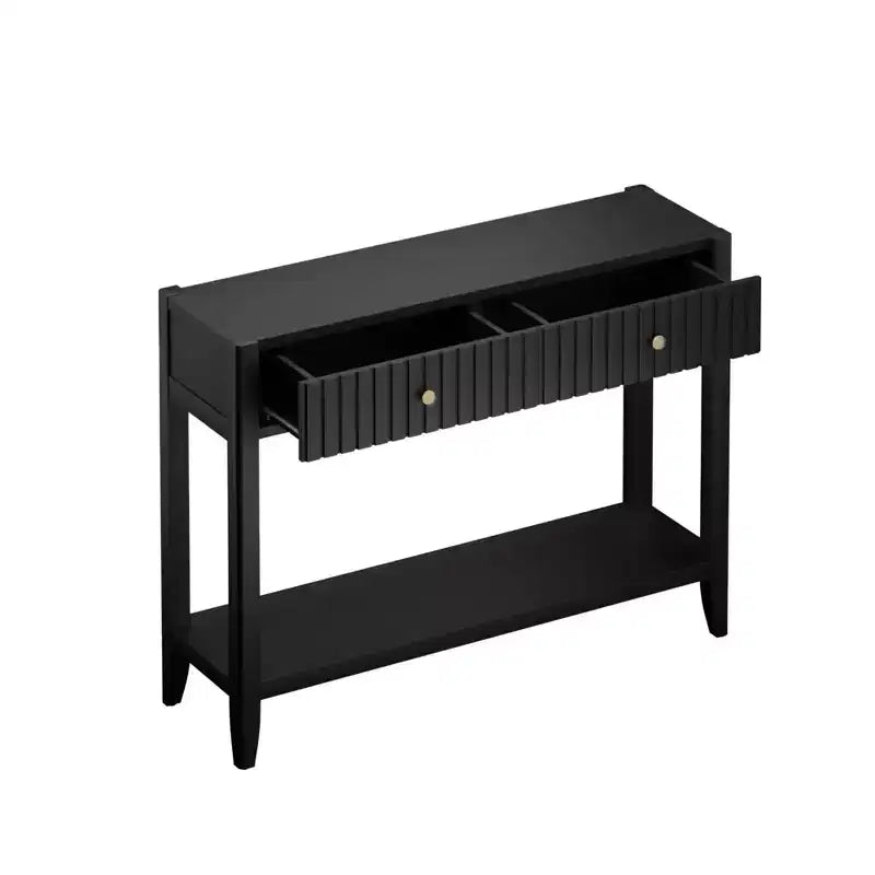 Console Table Table d'entrée de canapé Table d'appoint de rangement avec tiroirs et étagère, Noir