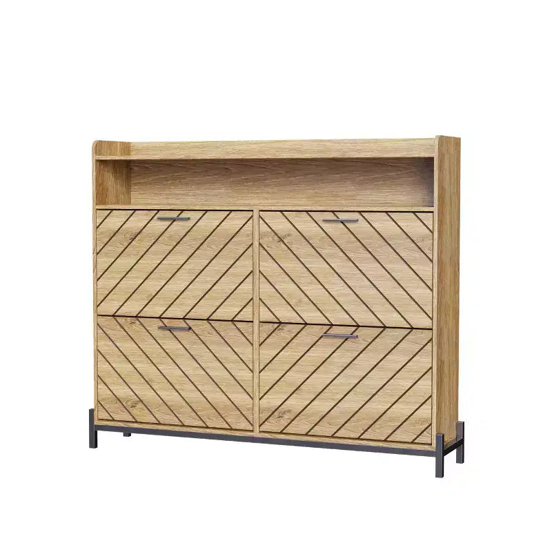 Meuble à chaussures de ferme avec 4 portes basculantes, Organisateur de chaussures étroit pour entrée, couloir, salon