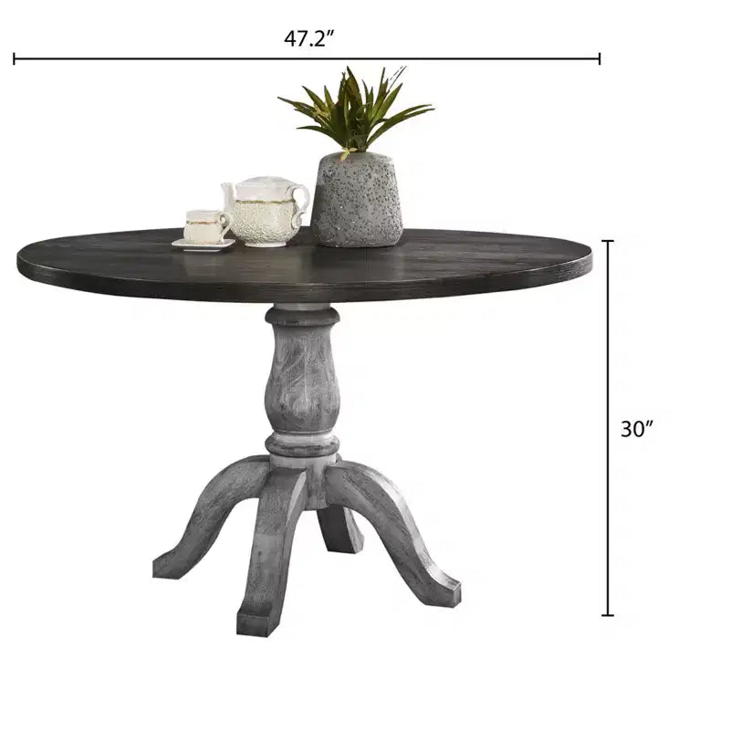 Table de salle à manger ronde en bois sur pied, modèle Farmhouse 47