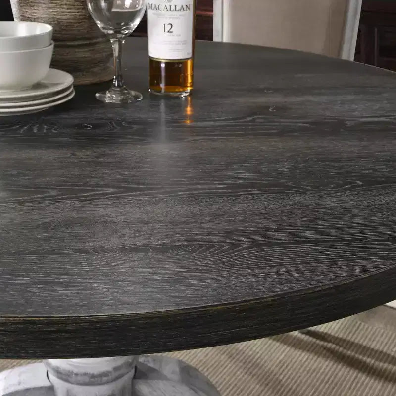 Table de salle à manger ronde en bois sur pied, modèle Farmhouse 47