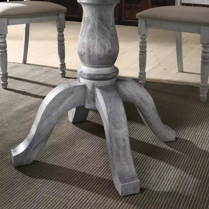 Table de salle à manger ronde en bois sur pied, modèle Farmhouse 47
