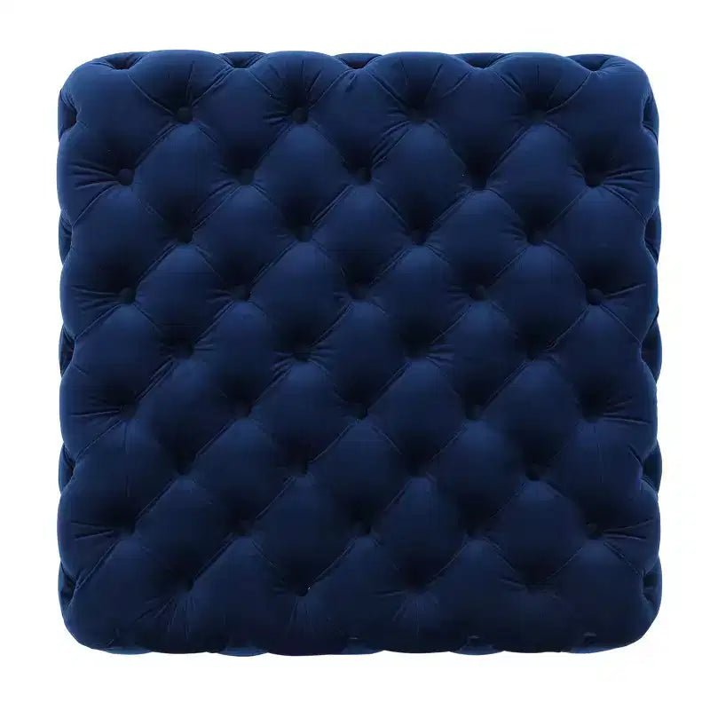 Pouf ottoman en velours avec capitonnage à motif losange, banc d'entrée carré, repose-pieds pour le salon