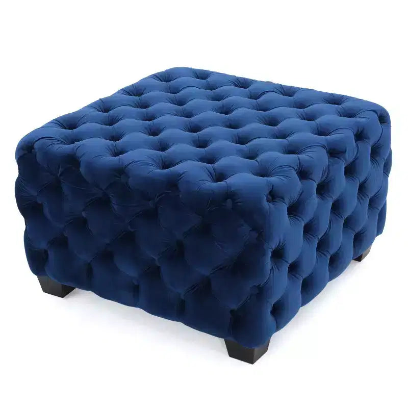 Pouf ottoman en velours avec capitonnage à motif losange, banc d'entrée carré, repose-pieds pour le salon