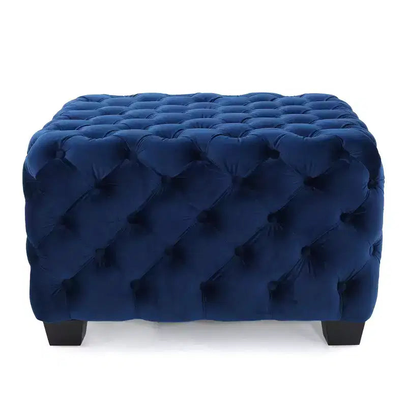 Pouf ottoman en velours avec capitonnage à motif losange, banc d'entrée carré, repose-pieds pour le salon