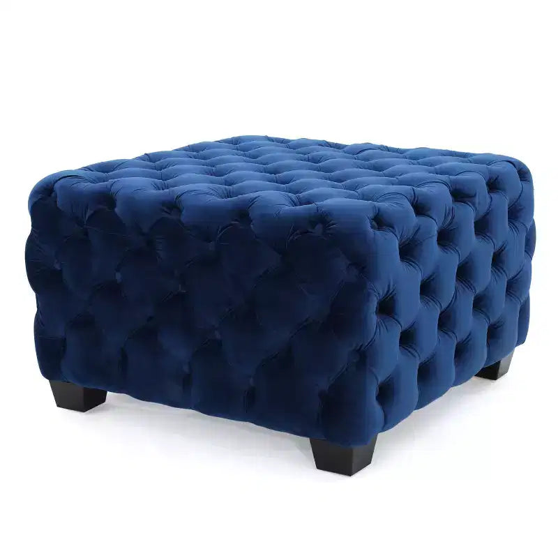 Pouf ottoman en velours avec capitonnage à motif losange, banc d'entrée carré, repose-pieds pour le salon