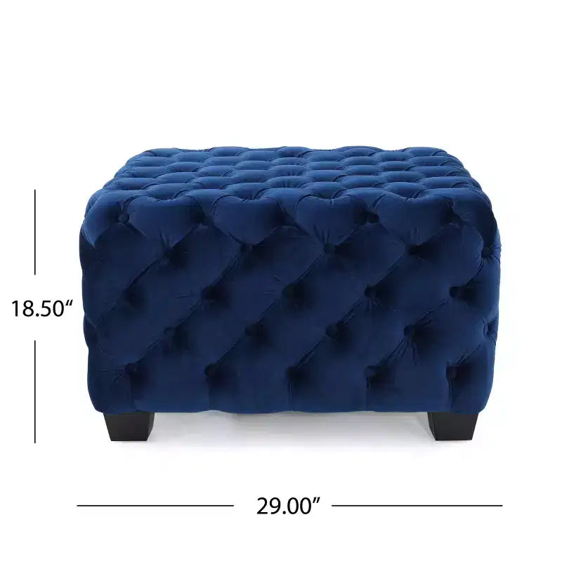 Pouf ottoman en velours avec capitonnage à motif losange, banc d'entrée carré, repose-pieds pour le salon