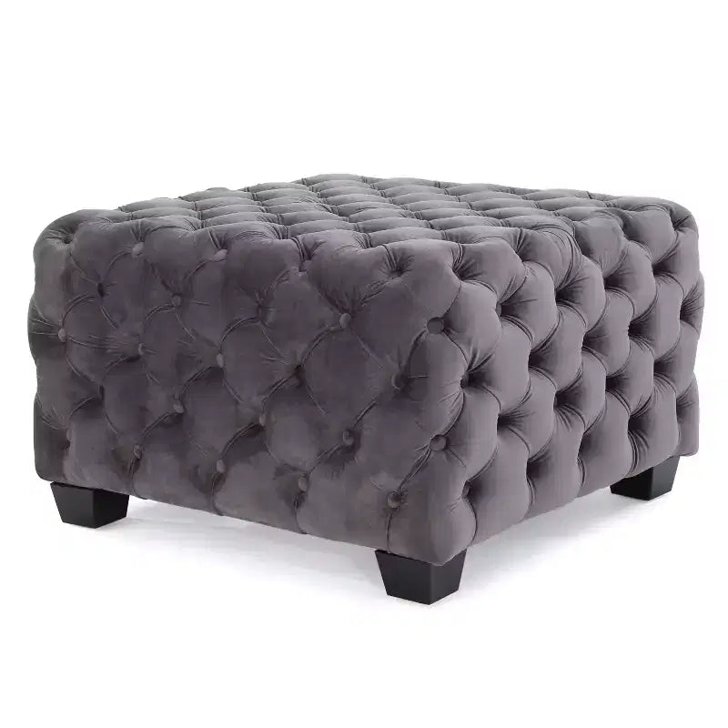 Pouf ottoman en velours avec capitonnage à motif losange, banc d'entrée carré, repose-pieds pour le salon
