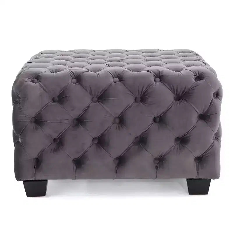 Pouf ottoman en velours avec capitonnage à motif losange, banc d'entrée carré, repose-pieds pour le salon