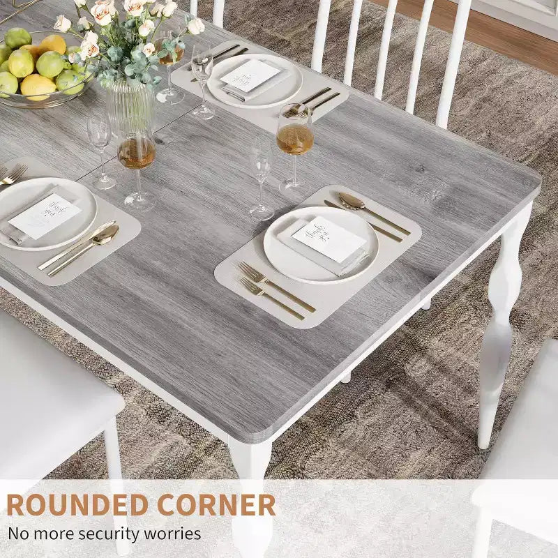 Table de salle à manger rectangulaire pour 6 personnes, 78,8 pouces, style rustique et campagnard, longue table de cuisine en bois, table de dînette et de dîner pour fêtes, grande famille