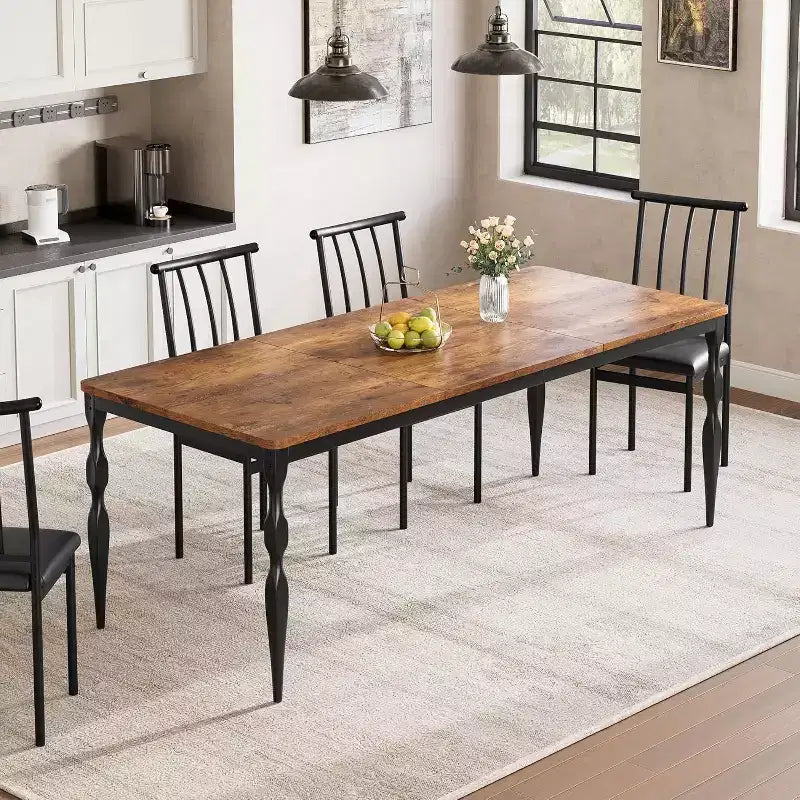 Table de salle à manger rectangulaire pour 6 personnes, 78,8 pouces, style rustique et campagnard, longue table de cuisine en bois, table de dînette et de dîner pour fêtes, grande famille