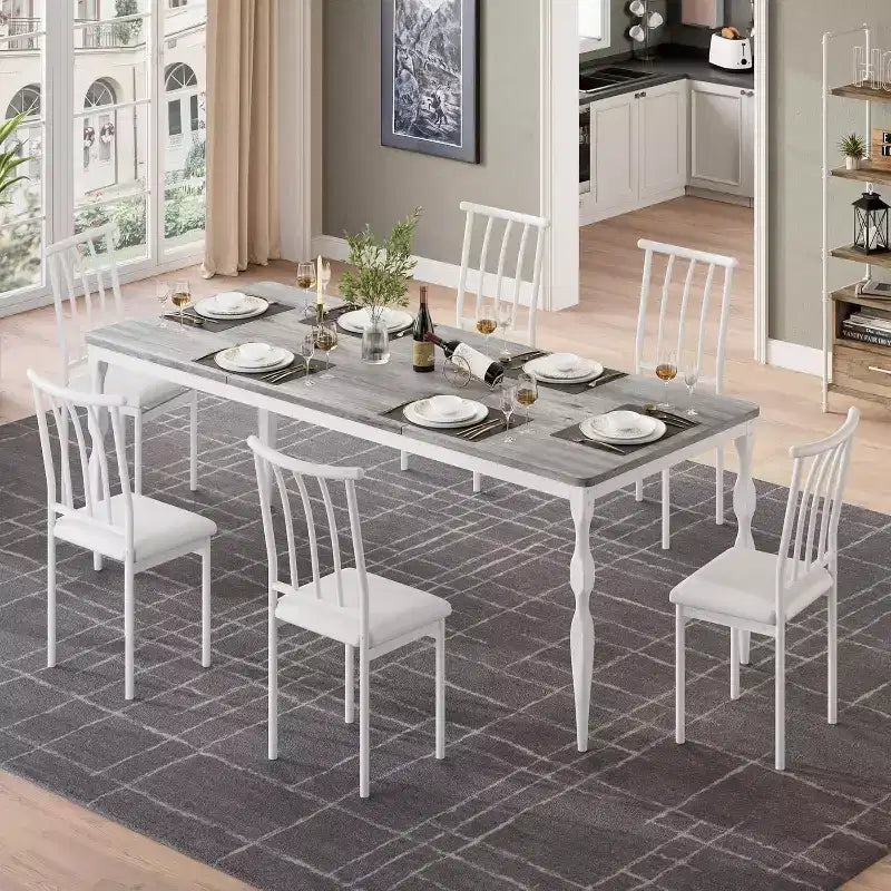 Table de salle à manger rectangulaire pour 6 personnes, 78,8 pouces, style rustique et campagnard, longue table de cuisine en bois, table de dînette et de dîner pour fêtes, grande famille