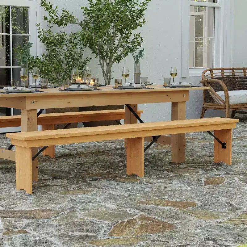 Banc pliant de style campagnard en pin massif 96 x 12