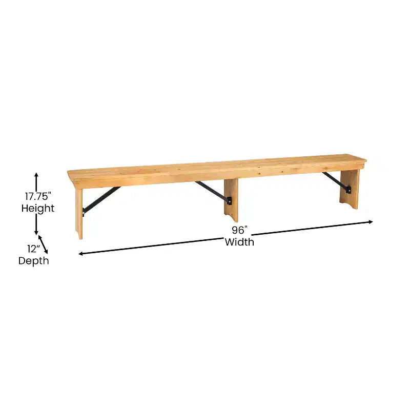Banc pliant de style campagnard en pin massif 96 x 12