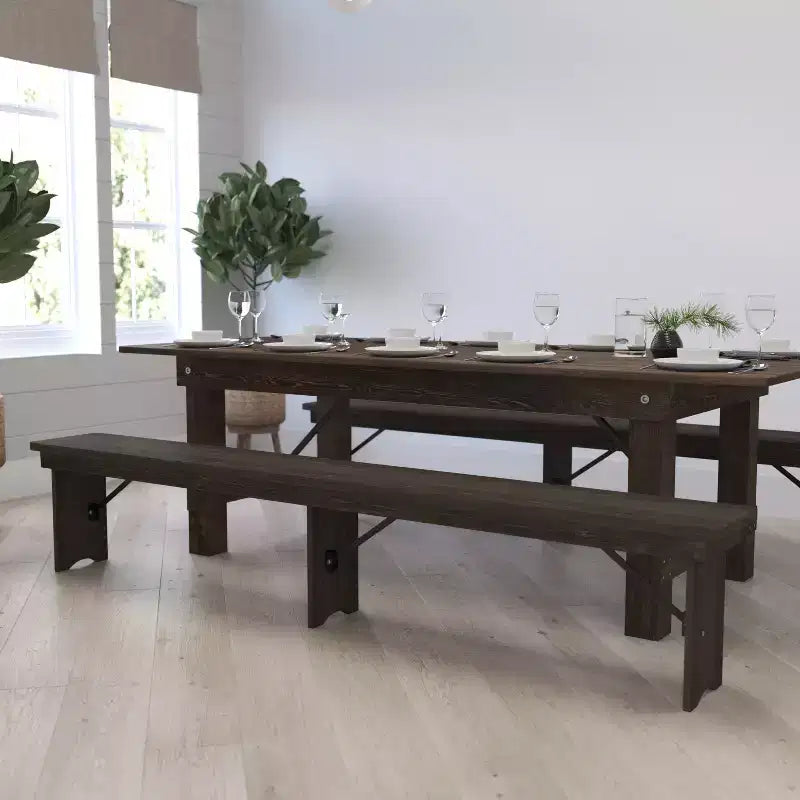 Banc pliant de style campagnard en pin massif 96 x 12