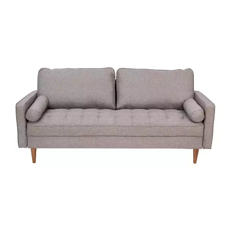 Canapé capitonné de style Mid-Century Modern avec ressorts ensachés, pieds en bois et coussins de dossier amovibles