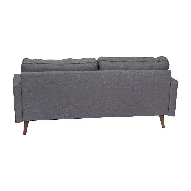 Canapé capitonné de style Mid-Century Modern avec ressorts ensachés, pieds en bois et coussins de dossier amovibles