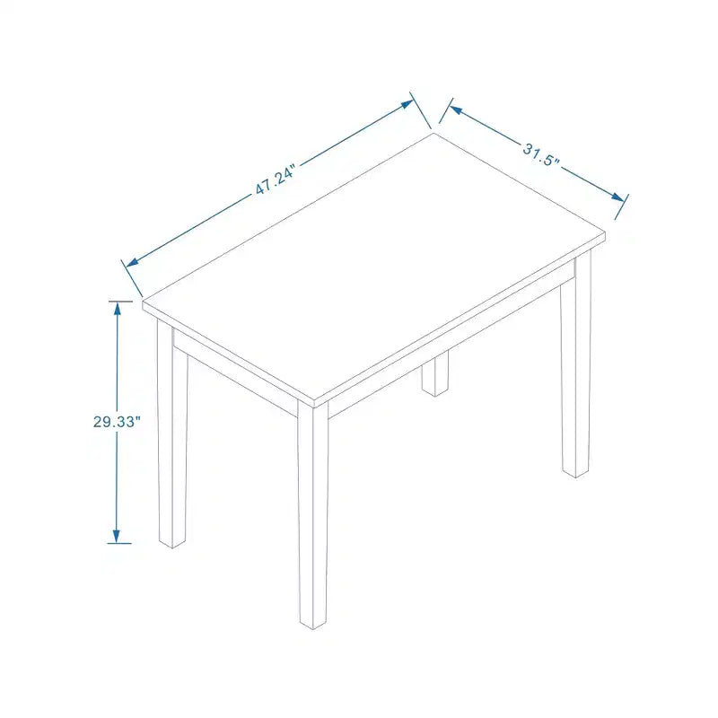 Table à manger rectangulaire en bois massif de 48 pouces