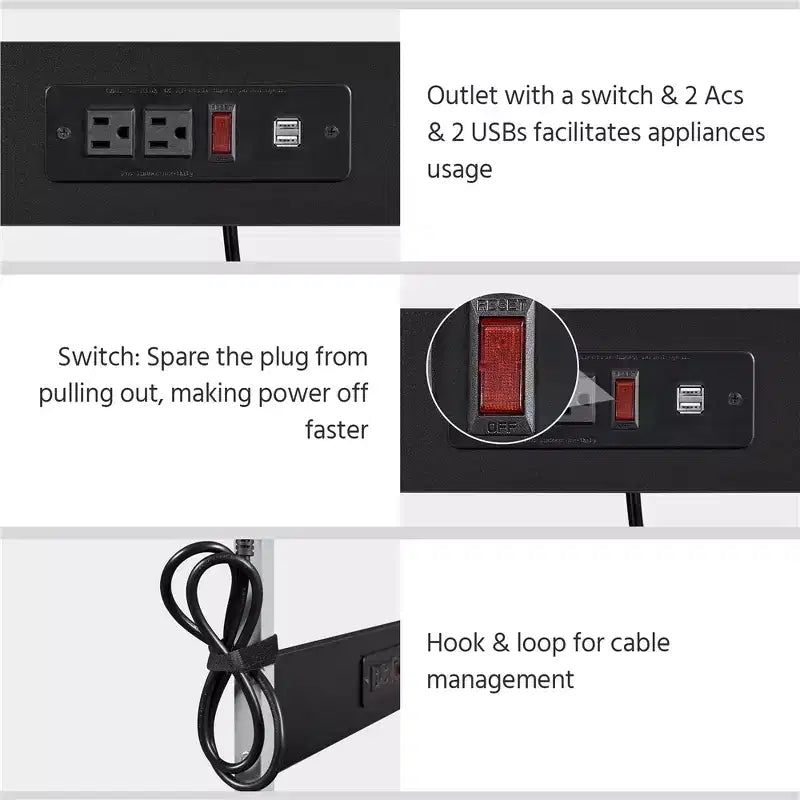 Bureau informatique à 3 niveaux avec station de charge pour le bureau à domicile